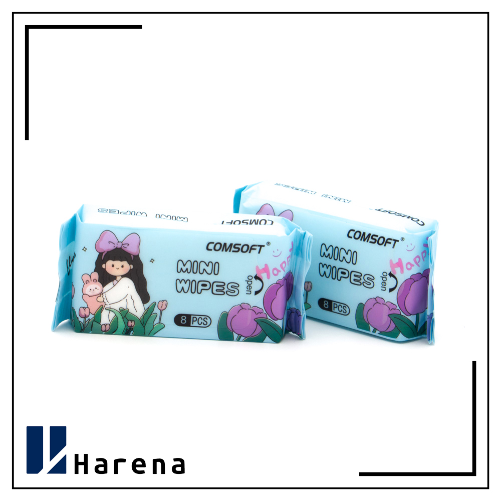 دستمال مرطوب طرح دخترانه آبی
